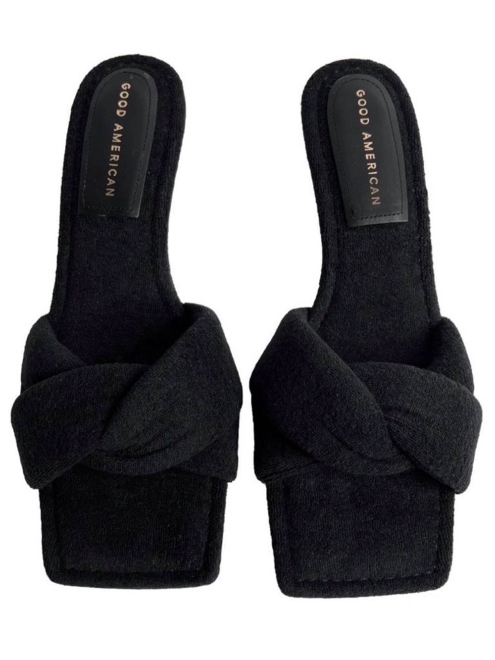Good American Black Knotted Slide Mules size 8